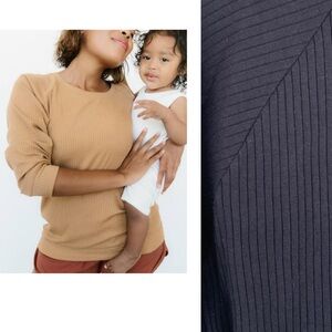 Storq Black Cozy Ribbed Pullover Shirt Modal Pima Cotton size 2 S Maternity